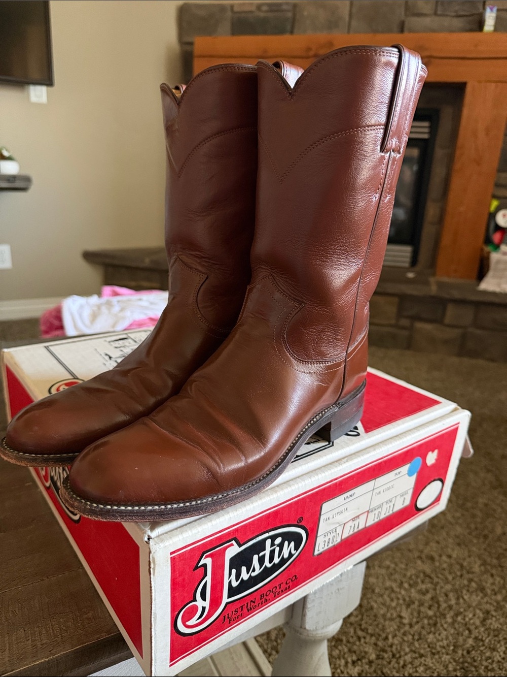 Justin Boots Tan Leather Western Boots